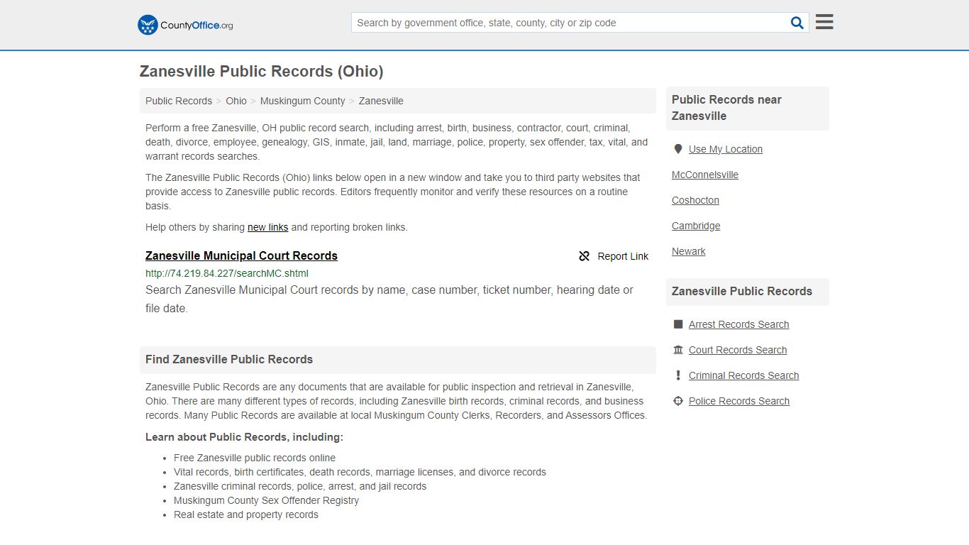 Public Records - Zanesville, OH (Business, Criminal, GIS, Property ...